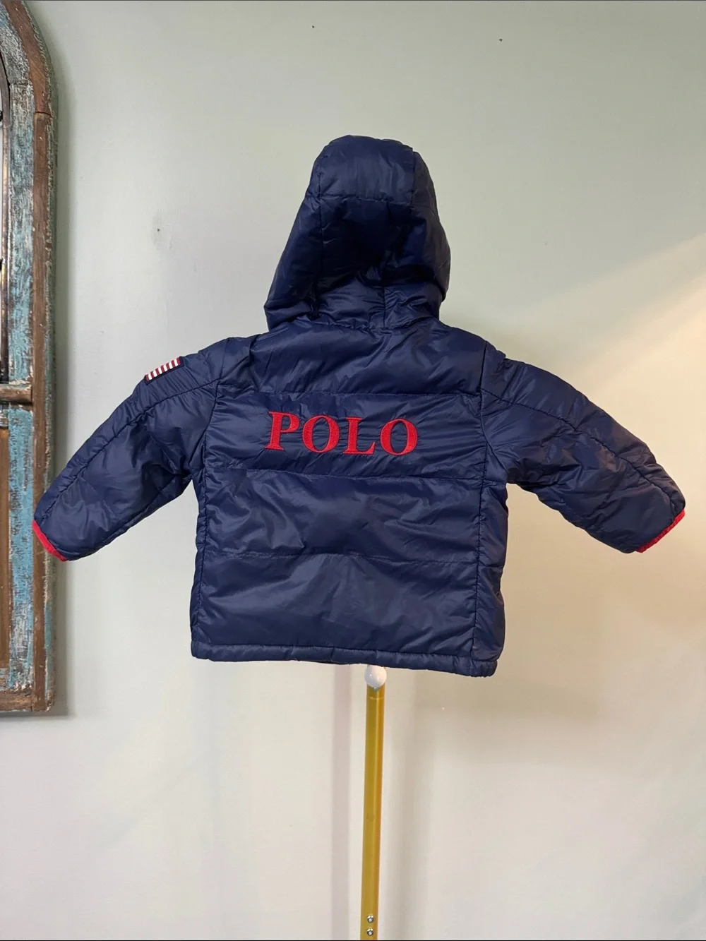Ralph Lauren Navy Puffer Jacket with Red Accents EUC 18 months